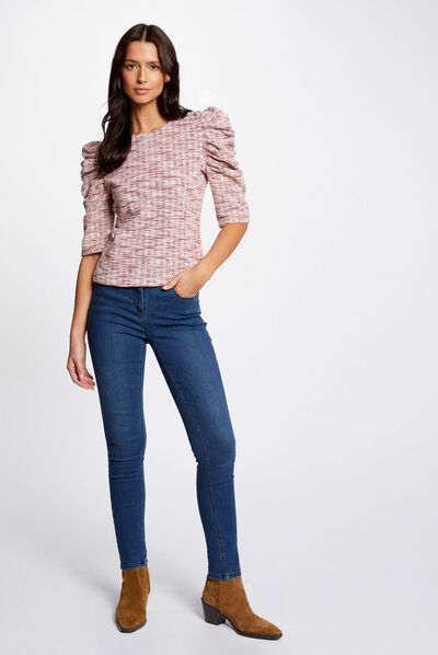 Camiseta manga 3/4 fruncida multico mujer