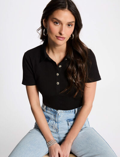 Camiseta manga corta negro mujer