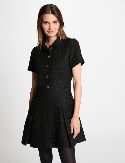 Vestido corto entallado negro mujer