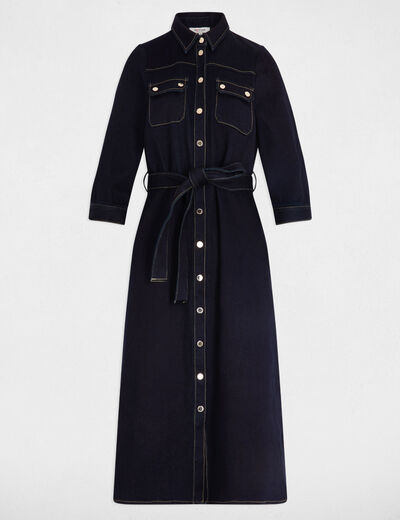 Vestido 3/4 abotonado denim crudo mujer