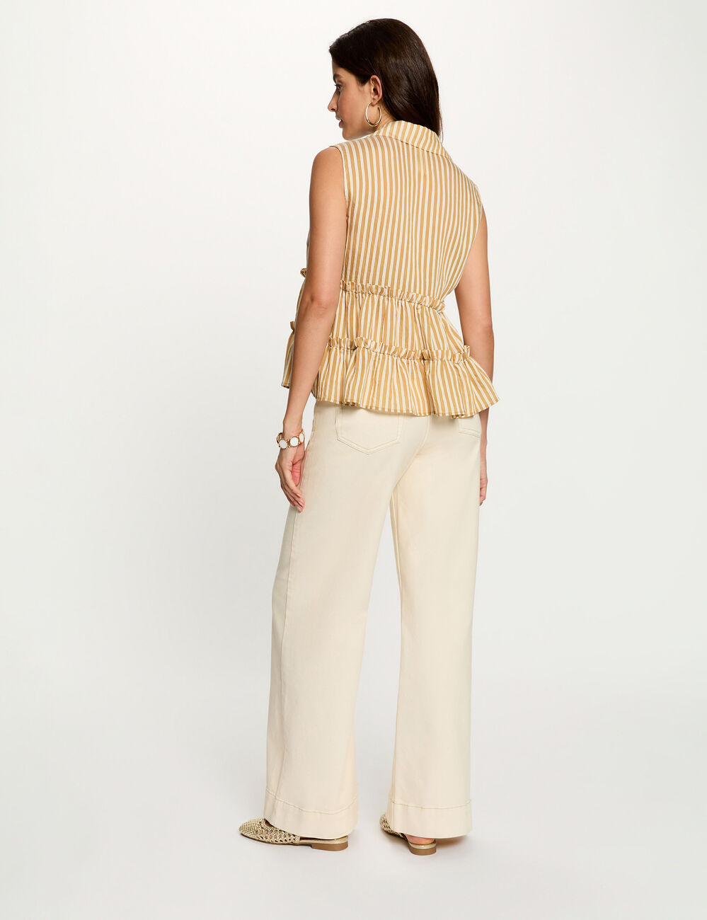 Vaquero ancho beige mujer