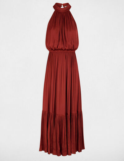 Vestido largo acampanado holgado marr&oacute;n co&ntilde;ac mujer