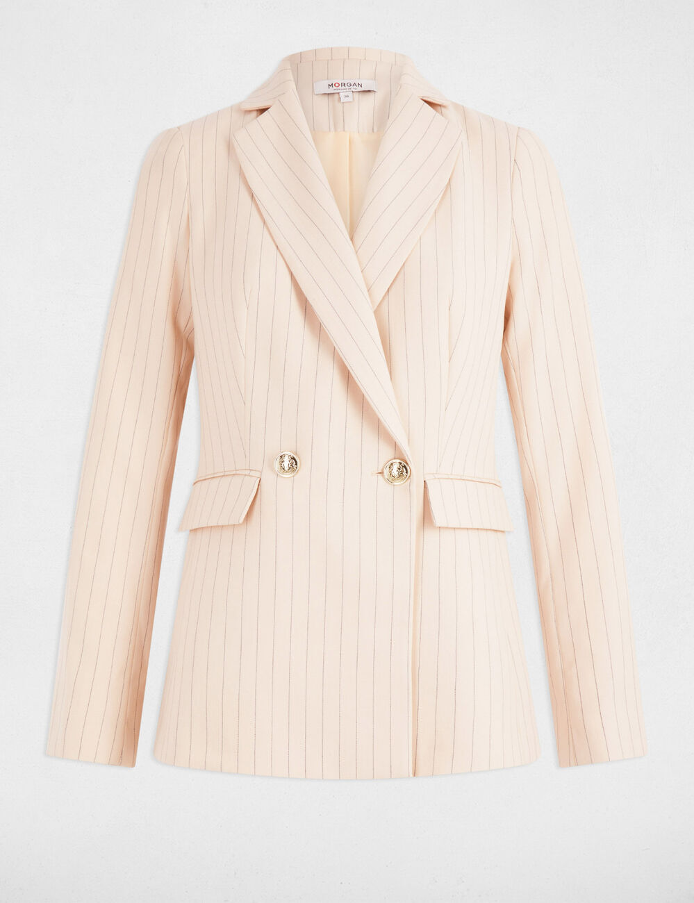 Americana entallada rayas rosa claro mujer