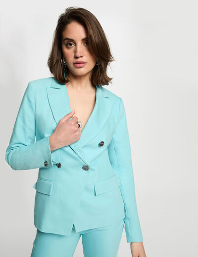 Americana doble botonadura azul cielo mujer