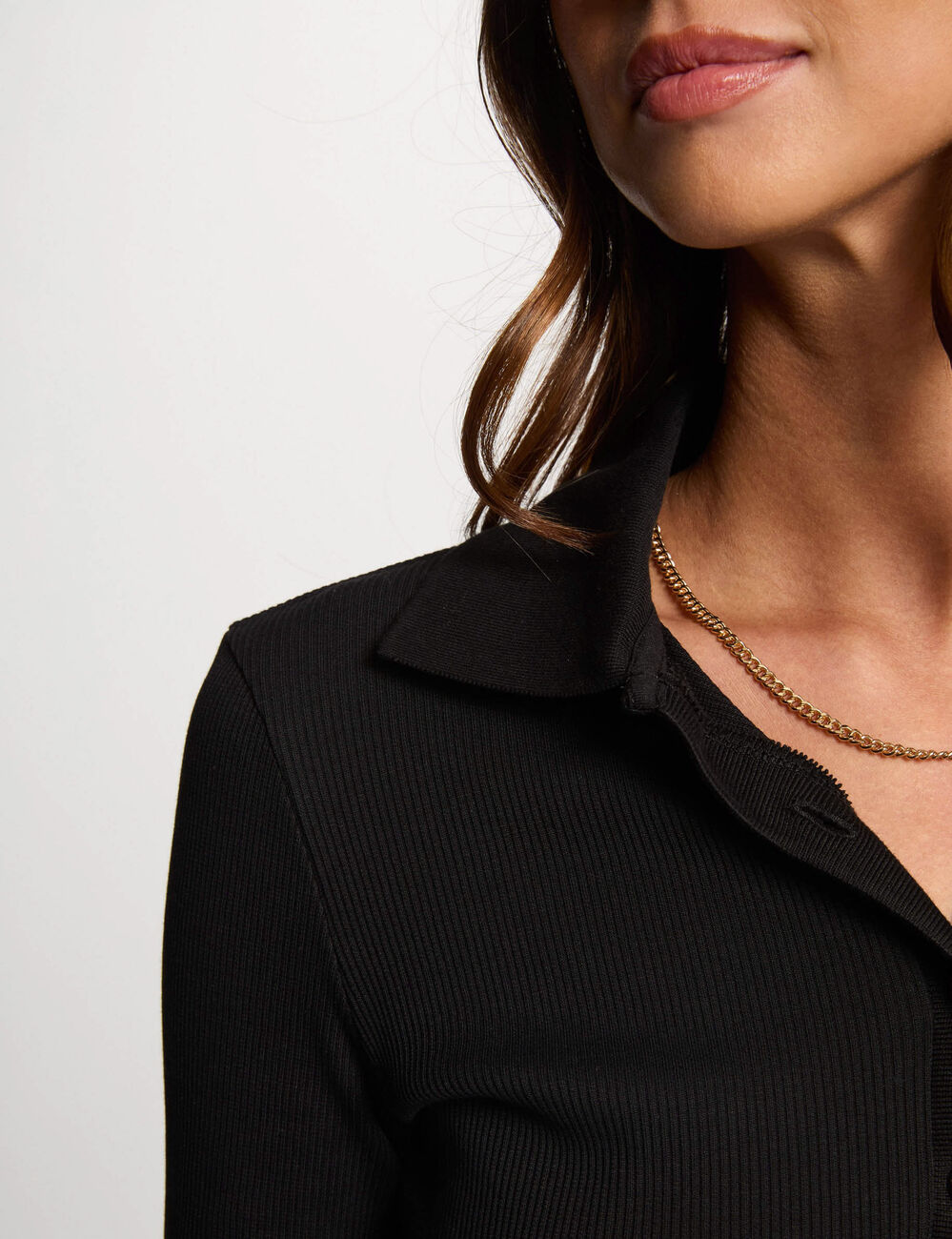 Polo manga larga negro mujer