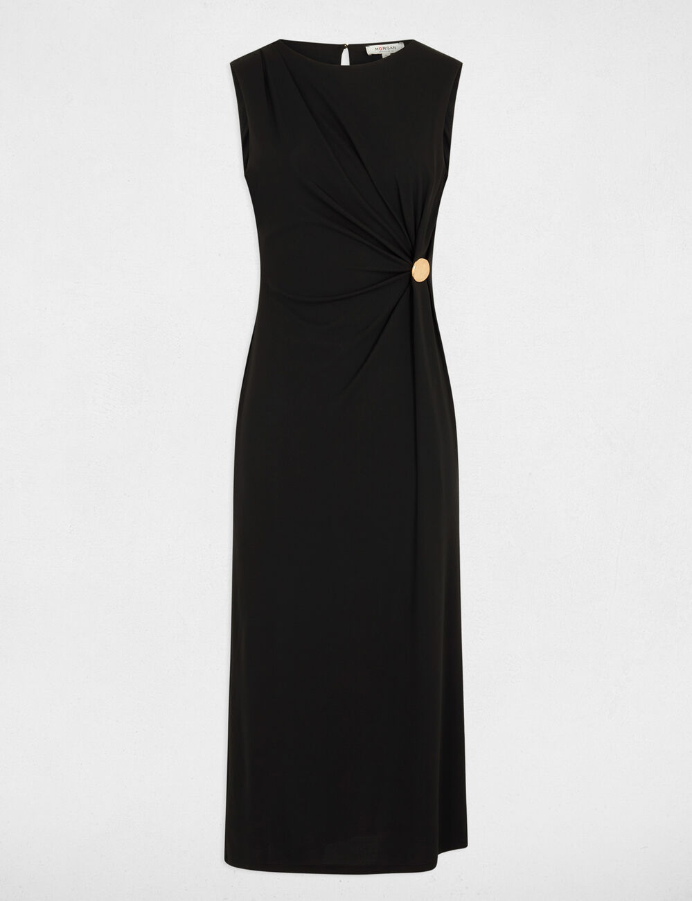 Vestido largo sin mangas negro mujer