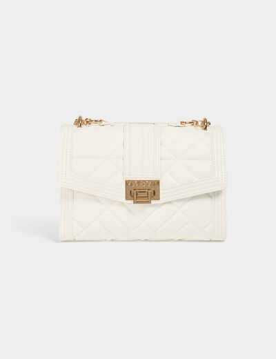Bolso cartera mano acolchado blanco mujer