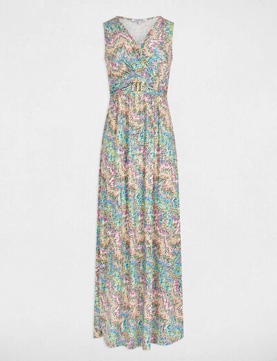 Vestido largo recto estampado multicolor mujer