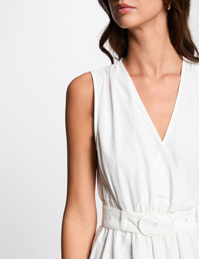 Vestido largo recto blanco mujer