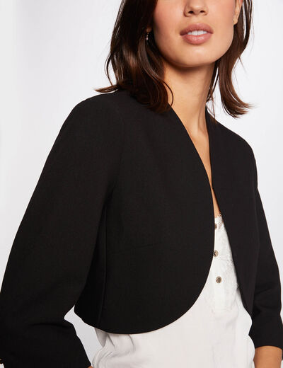 Chaqueta recta con manga 3/4 negro mujer