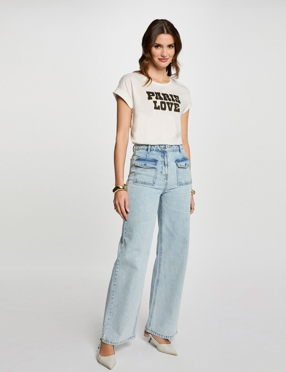 Camiseta con mensaje blanco mujer
