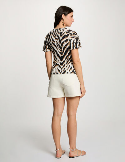 Camiseta ajustada cuello v multicolor mujer