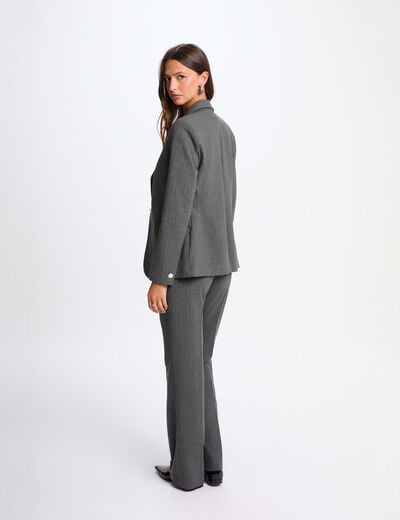 Blazer ajustado de rayas gris moyen mujer