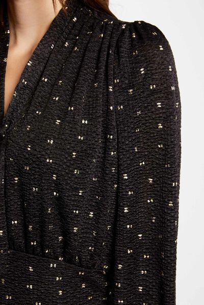 Camiseta manga larga cuello con chalina multico mujer