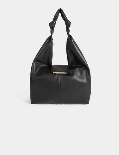 Bolso media luna nudos negro mujer