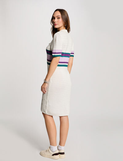 Vestido punto corto ajustado blanco mujer