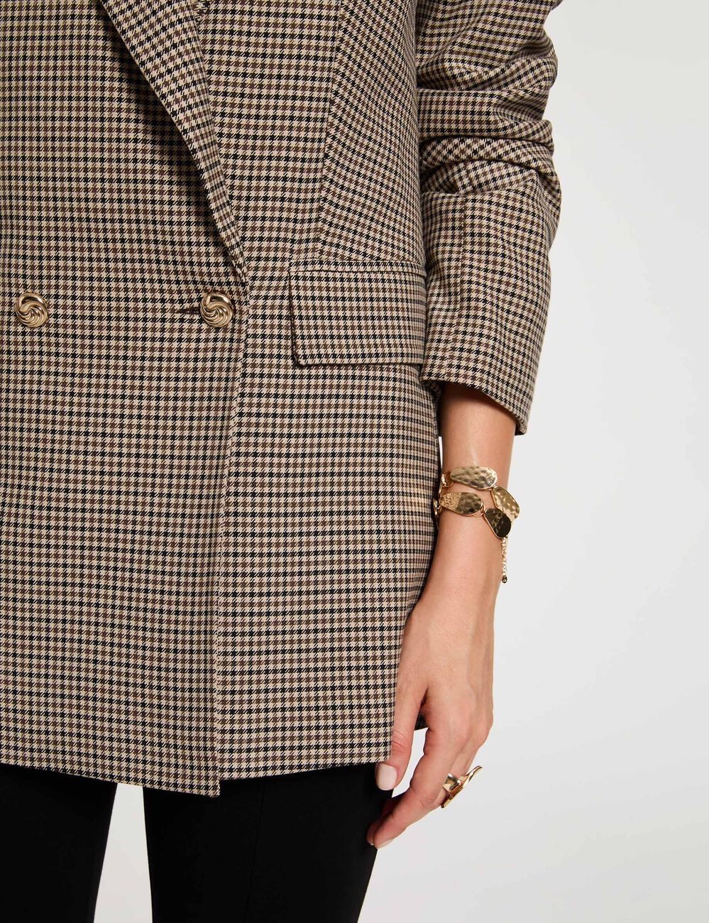 Blazer recto con cuello de solapa marr&oacute;n mujer