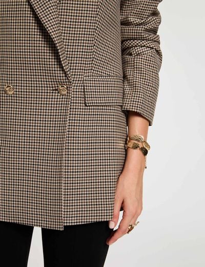 Blazer recto con cuello de solapa marr&oacute;n mujer