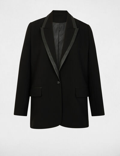 Blazer con cuello de solapa negro mujer