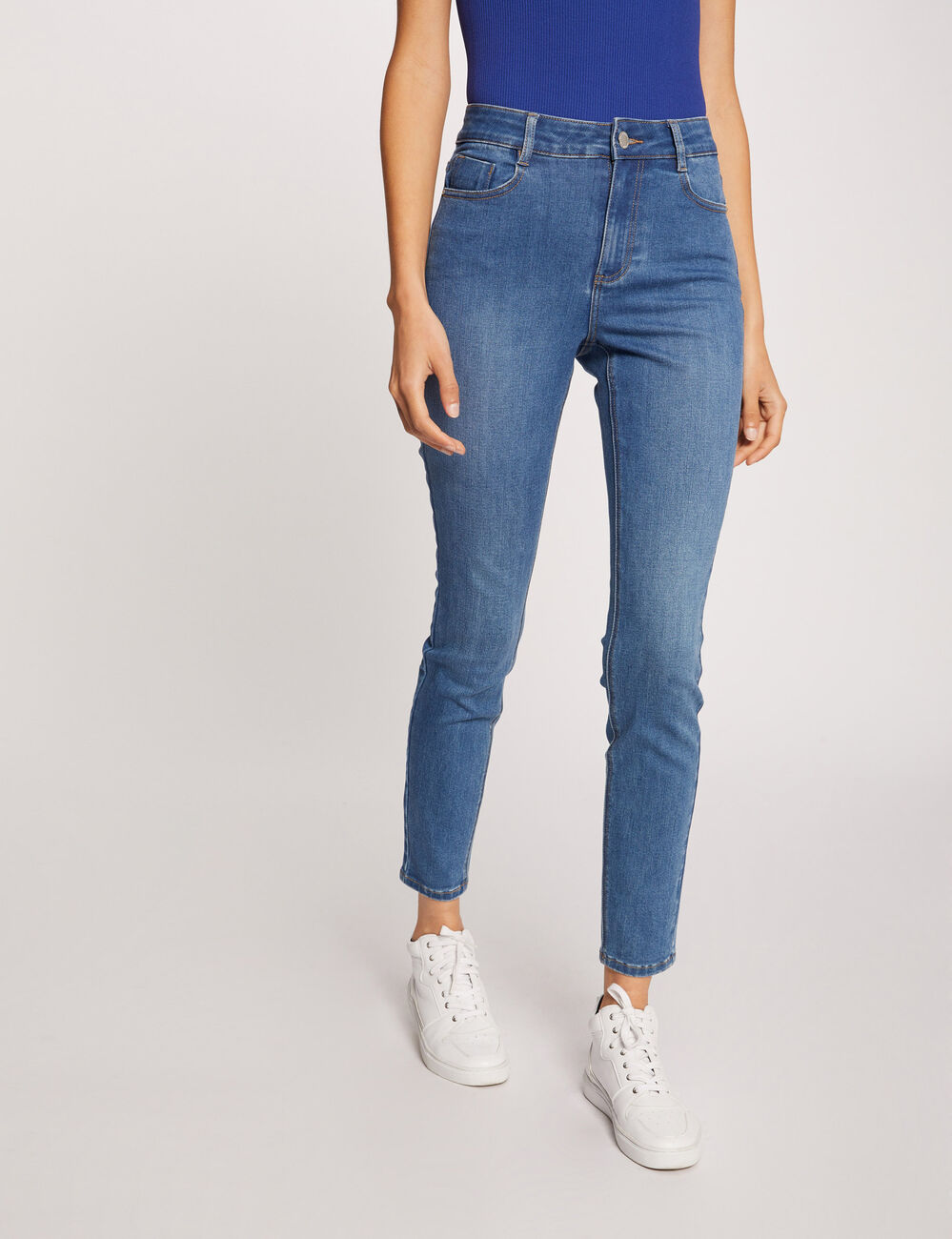 Vaquero slim talle alto estilo corto vaquero stone mujer
