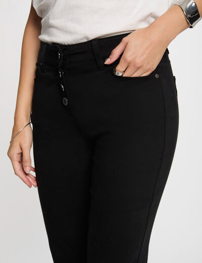Pantalón boot-cut abotonado negro mujer