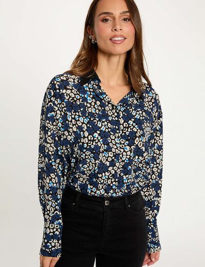 Camisa fluida estampada multicolor mujer