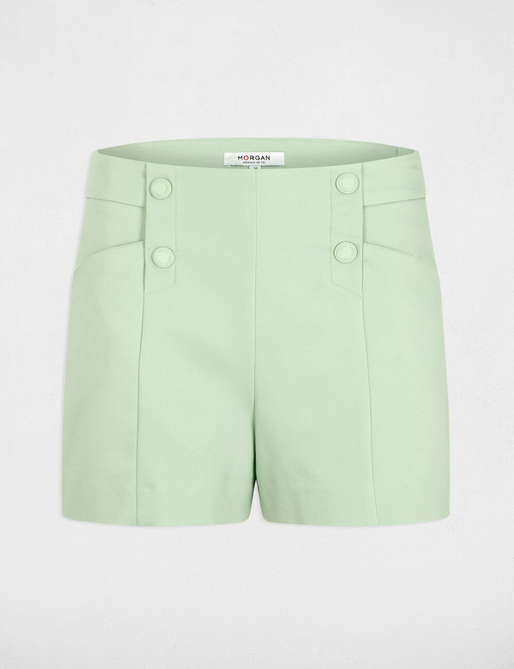 Short recto con pinzas verde pastel mujer