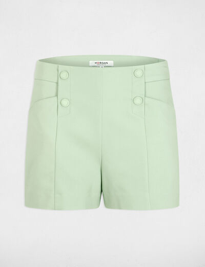 Short recto con pinzas verde pastel mujer