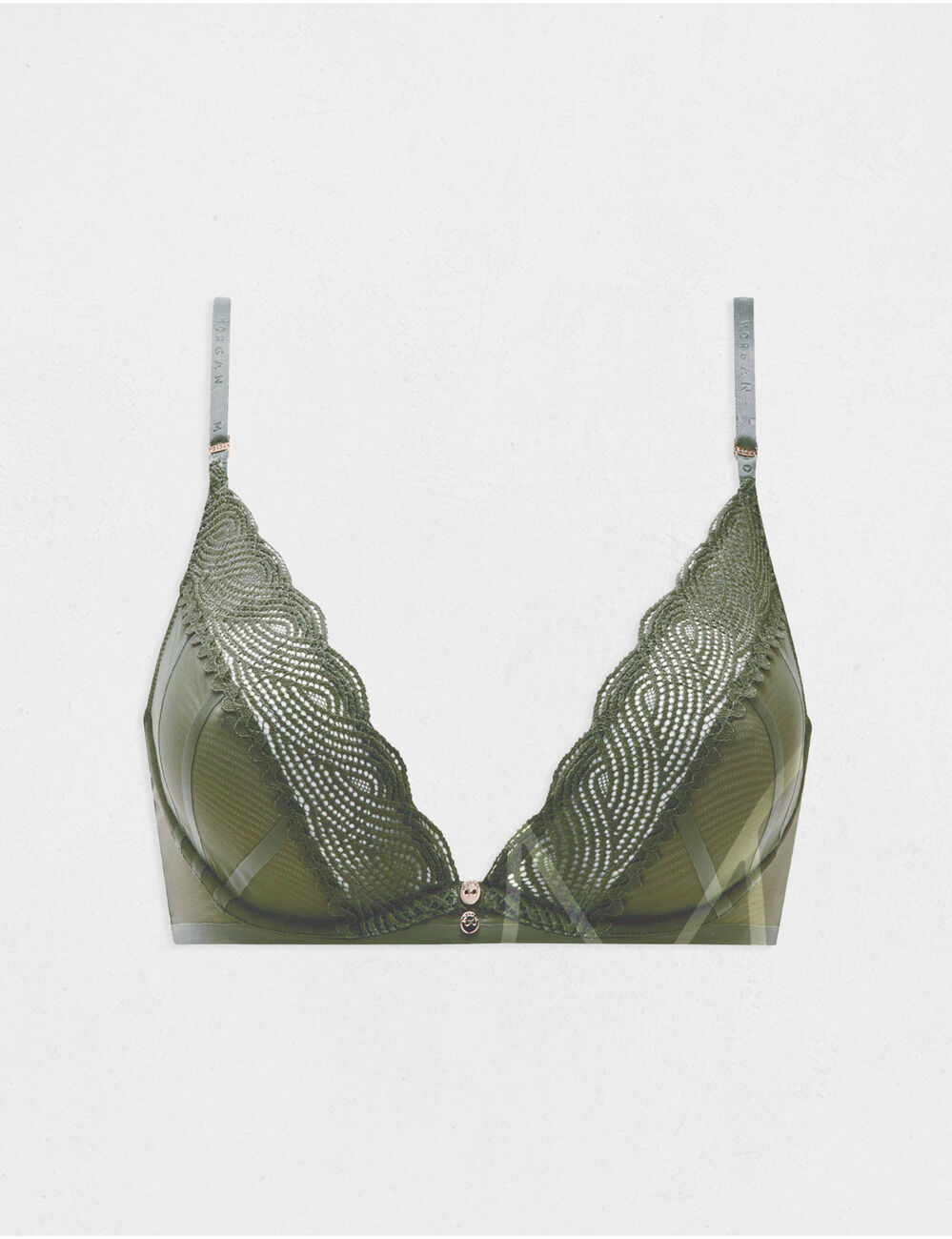 Sujetador con aros verde caqui mujer