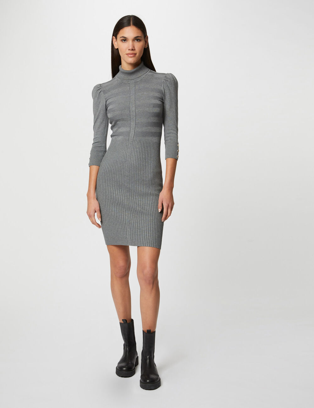 Vestido estilo jersey ajustado gris oscuro mujer