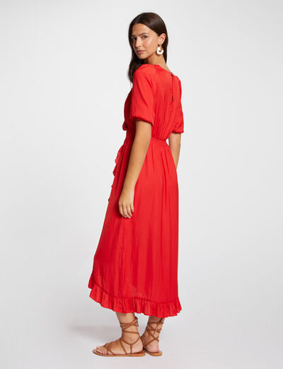 Vestido largo cruzado naranja oscuro mujer
