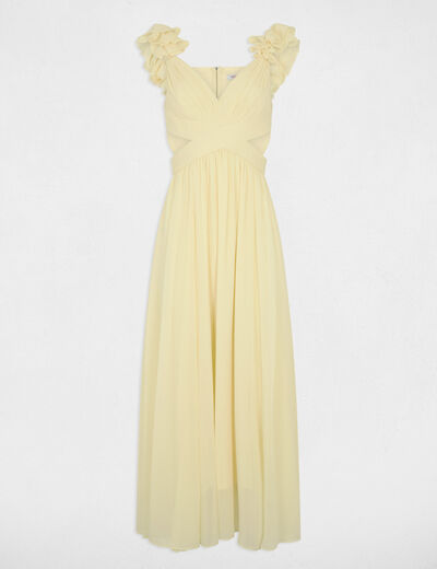 Vestido largo recto holgado amarillo pastel mujer