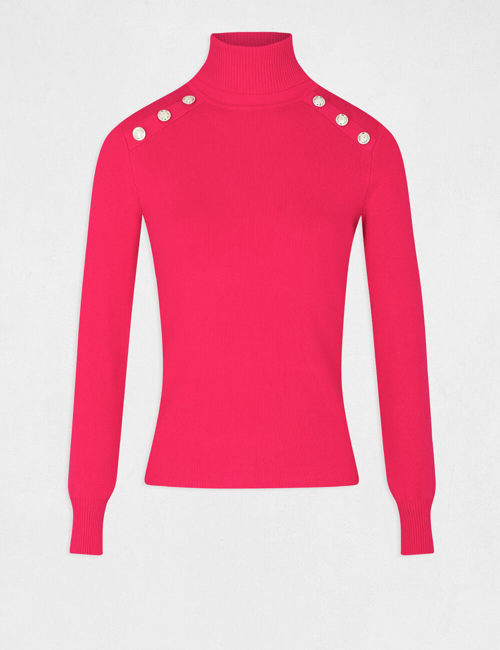 Jersey manga larga con cuello de tortuga rosa frambuesa mujer