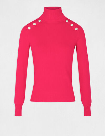 Jersey manga larga con cuello de tortuga rosa frambuesa mujer