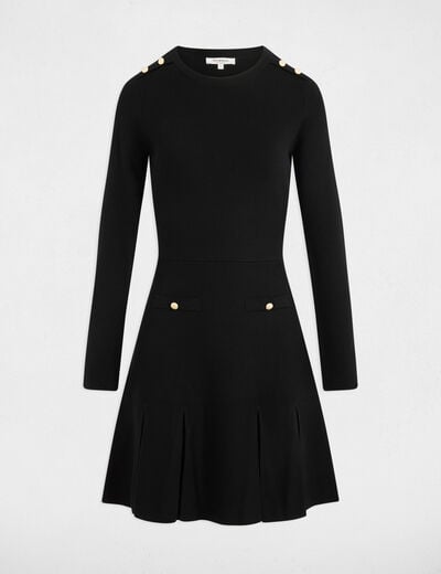 Vestido corto de punto trapezoidal negro mujer