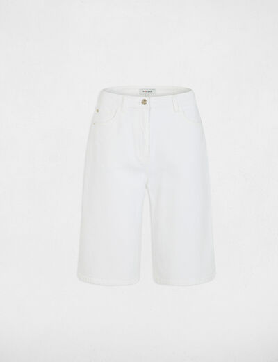 Pantal&oacute;n corto ancho de tiro alto blanco mujer