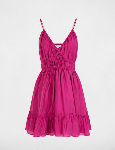 Vestido corto espalda abierta rosa frambuesa mujer