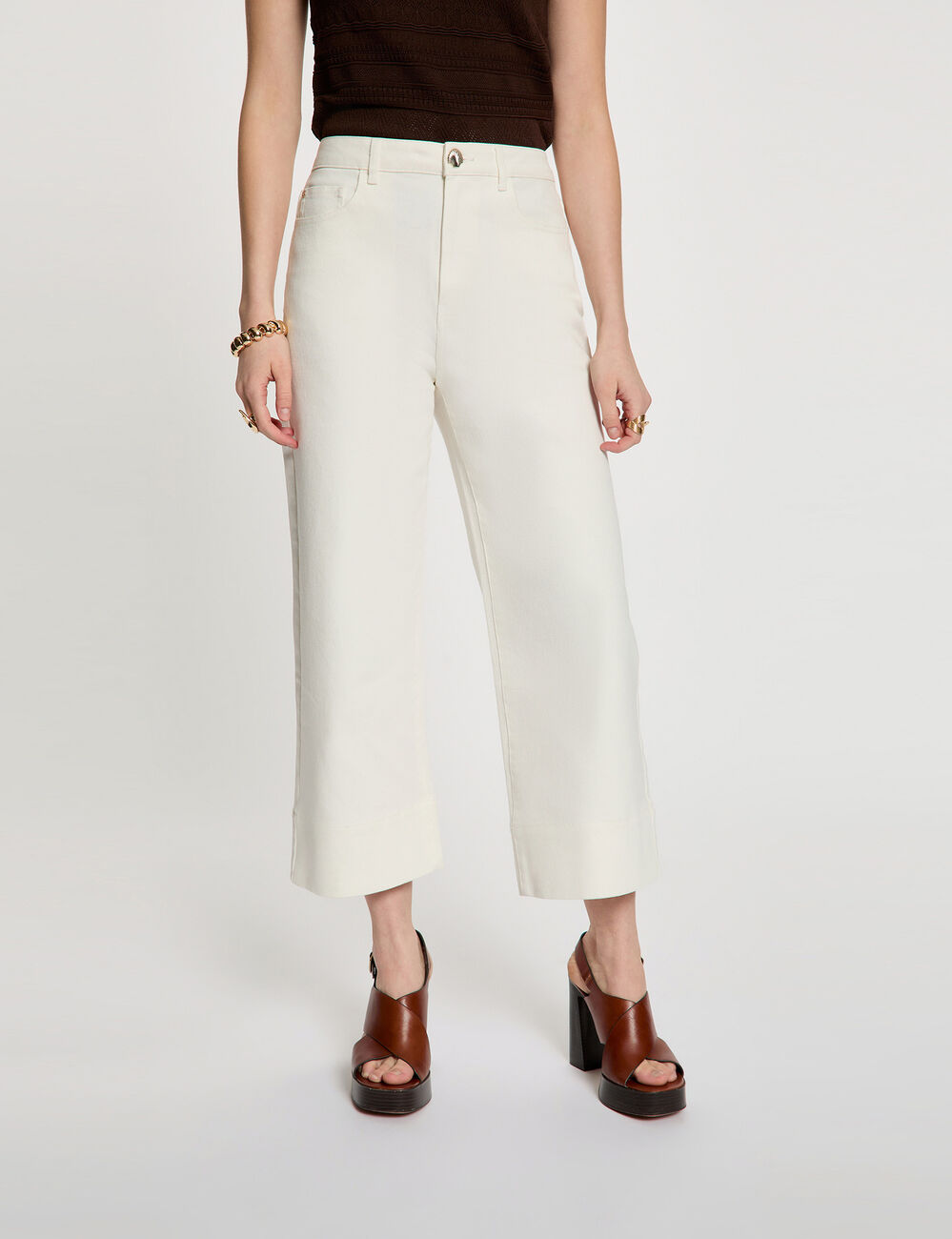 Pantal&oacute;n culotte de tiro alto blanco mujer