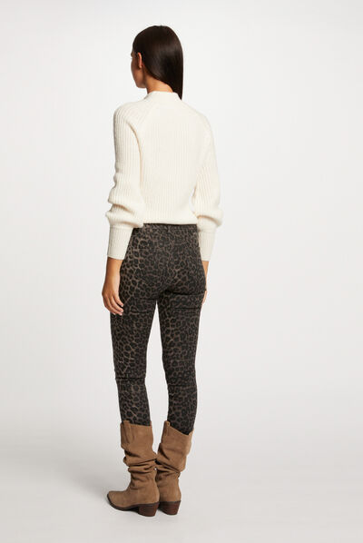 Vaquero skinny estampado de leopardo multico mujer