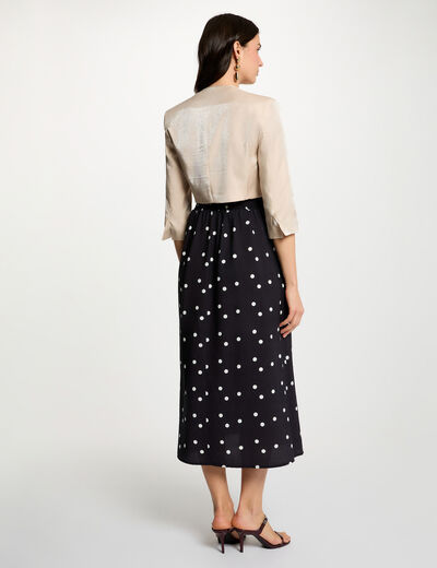 Bolero ajustado mangas 3/4 beis claro mujer