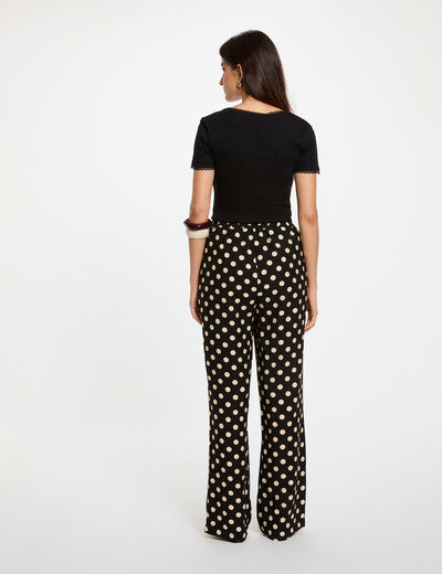 Pantalón recto de tiro alto negro mujer