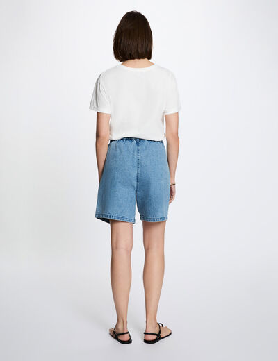 Camiseta estampada cuello redondo blanco mujer
