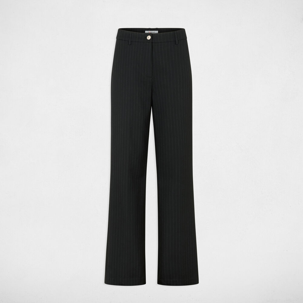 Pantal&oacute;n recto de tiro alto negro mujer