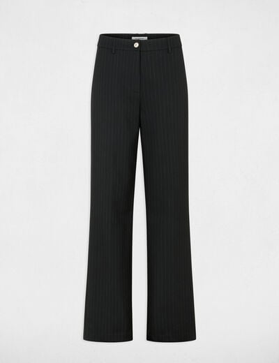 Pantal&oacute;n recto de tiro alto negro mujer