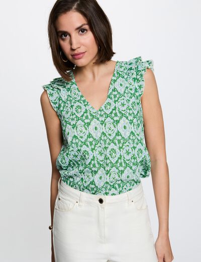 Top sin mangas con cuello en v multicolor mujer