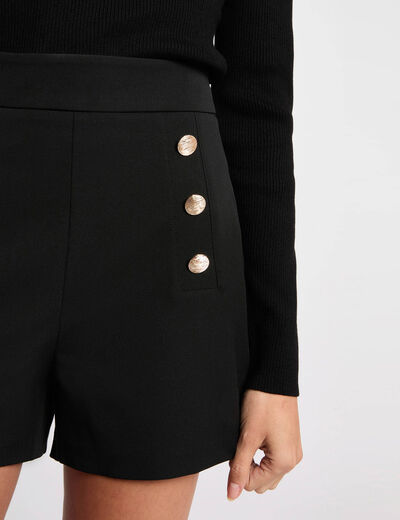 Pantal&oacute;n corto de tiro alto negro mujer