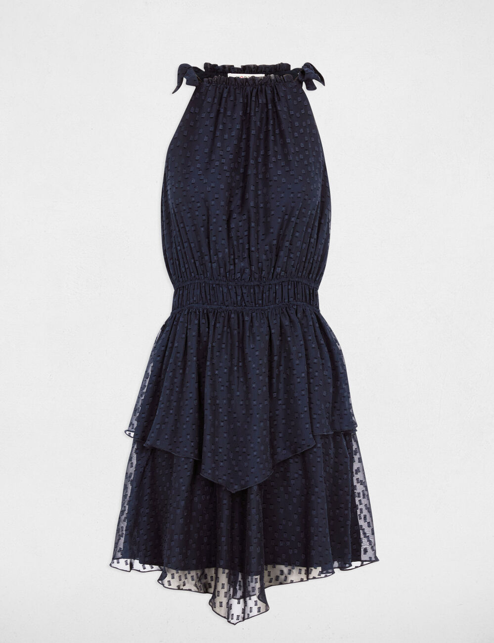 Vestido de gasa con tirantes finos azul marino mujer
