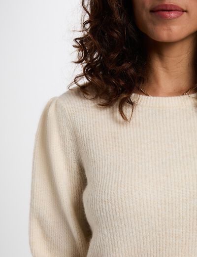 Jersey corto ajustado marfil mujer