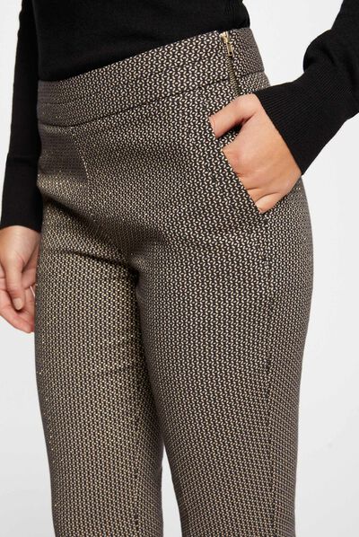 Pantalón cigarette estampado geométrico negro mujer