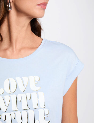 Camiseta con mensaje azul cielo mujer
